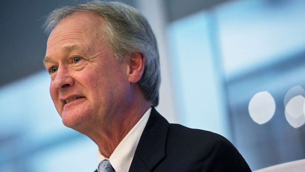 Lincoln Chafee, governor of Rhode Island, speaks during an interview in N.Y. on April 29, 2013. (Photo by Victor J. Blue/Bloomberg/Getty)