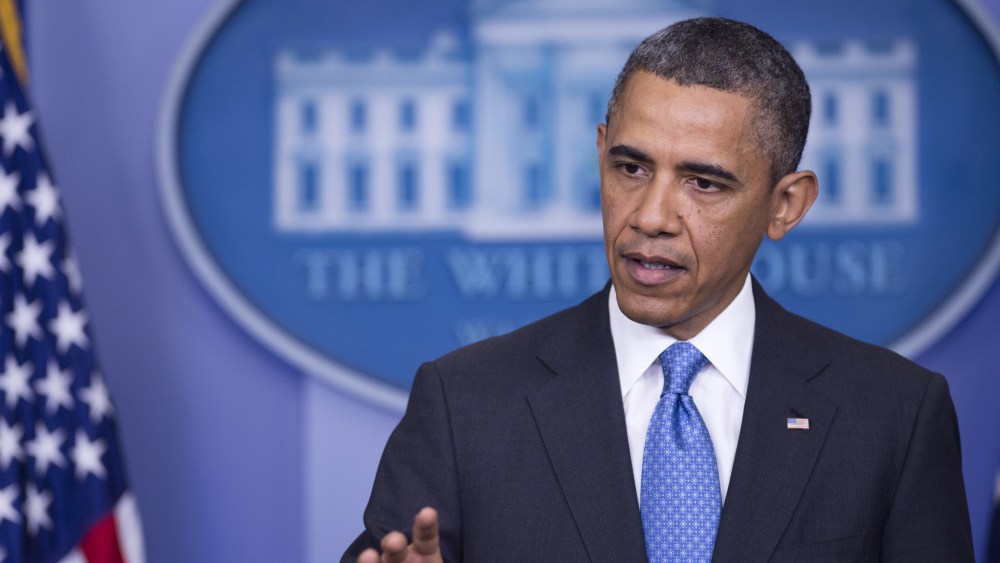 President Barack Obama holds a press conference in the Brady Press Briefing Room of the White House in Washington, DC, on April 30, 2013. The President on Tuesday warned of rushing to judgement on possible use of chemical weapons by Syria. (Photo by...