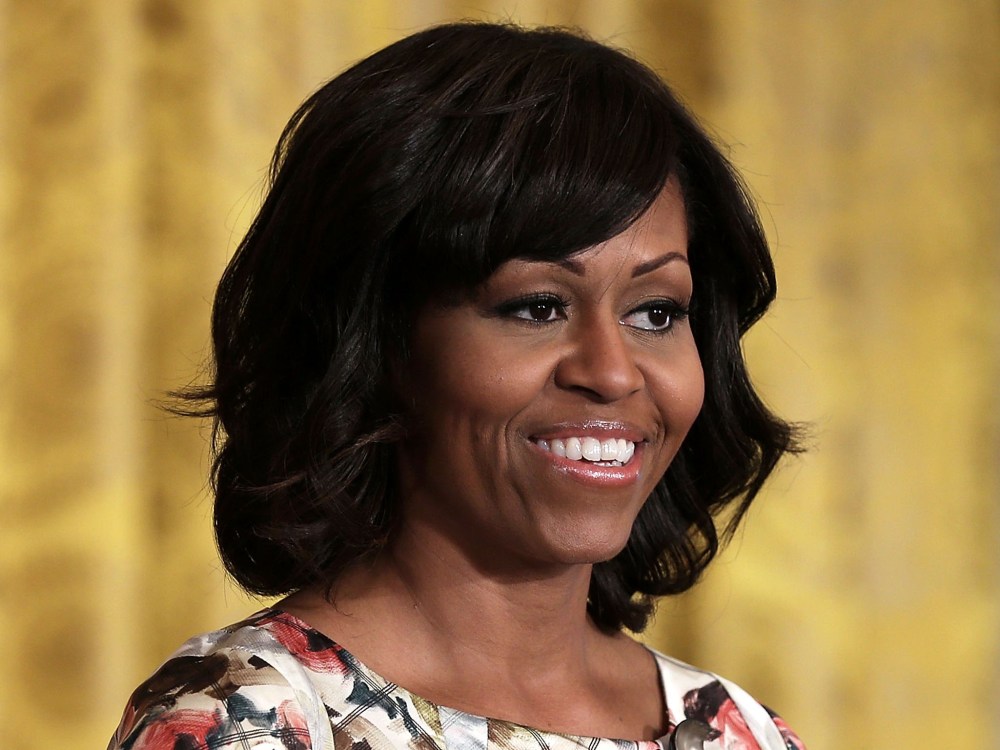 First lady Michelle Obama speaks during a veterans employment event in the East Room April 30, 2013 at the White House. She was heckled on Tuesday night by a protester. (Photo by Alex Wong/Getty Images)
