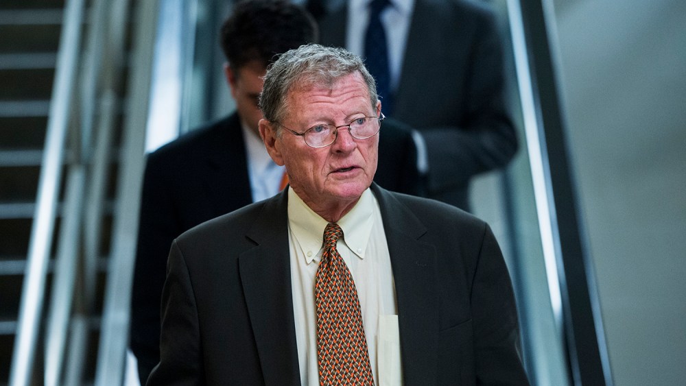 Sen. James Inhofe, R-Okla., leaves the Capitol following a vote on Tuesday, May 7, 2013.