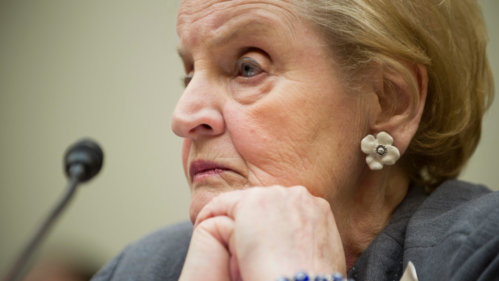Former US Secretary of State Madeleine Albright testifies on Capitol Hill in Washington, DC, May 21, 2013.
