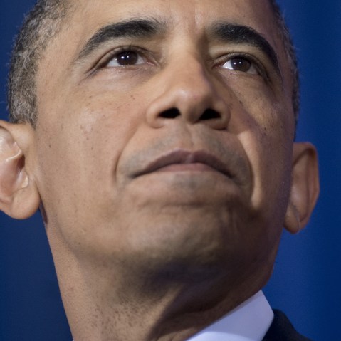 President Barack Obama speaks about his administration's drone and counterterrorism policies, as well as the military prison at Guantanamo Bay, at the National Defense University in Washington, D.C., May 23, 2013. (Photo by Saul Loeb/AFP/Getty Images)