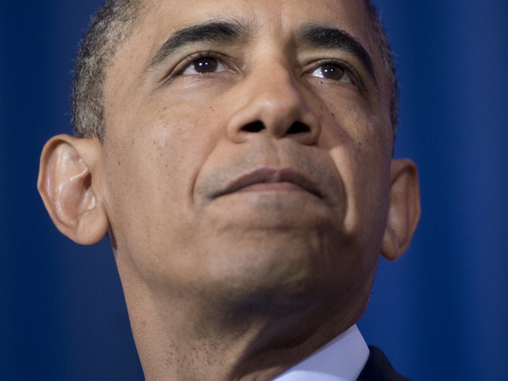President Barack Obama speaks about his administration's drone and counterterrorism policies, as well as the military prison at Guantanamo Bay, at the National Defense University in Washington, D.C., May 23, 2013. (Photo by Saul Loeb/AFP/Getty Images)