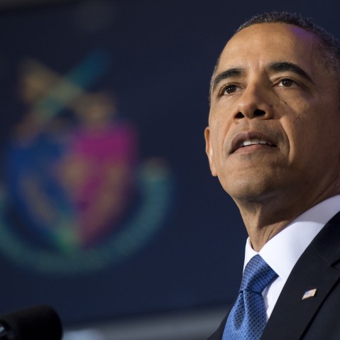 President Barack Obama speaks about his administration's drone and counterterrorism policies at the National Defense University in Washington, DC, May 23, 2013. (Photo by Saul Loeb/AFP/Getty Images)