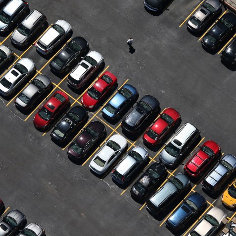 A man walks through a parking lot on June 4, 2013 in Buffalo, New York, near the U.S.-Canada border.