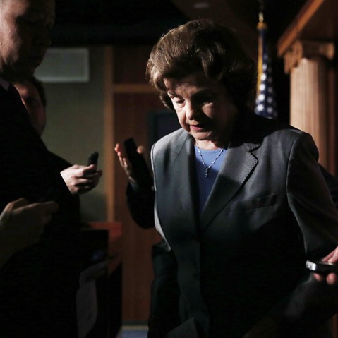 Chairman the U.S. Senate Select Committee on Intelligence Sen. Dianne Feinstein (D-CA) answers questions from members of the media June 6, 2013 on Capitol Hill in Washington, DC. Feinstein and Chambliss spoke on the millions of Verizon customers phone...
