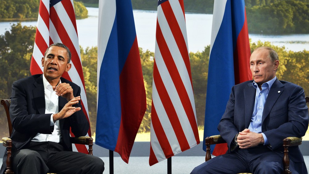 US President Barack Obama and Russian President Vladimir Putin hold a bilateral meeting in Northern Ireland, June 17, 2013.