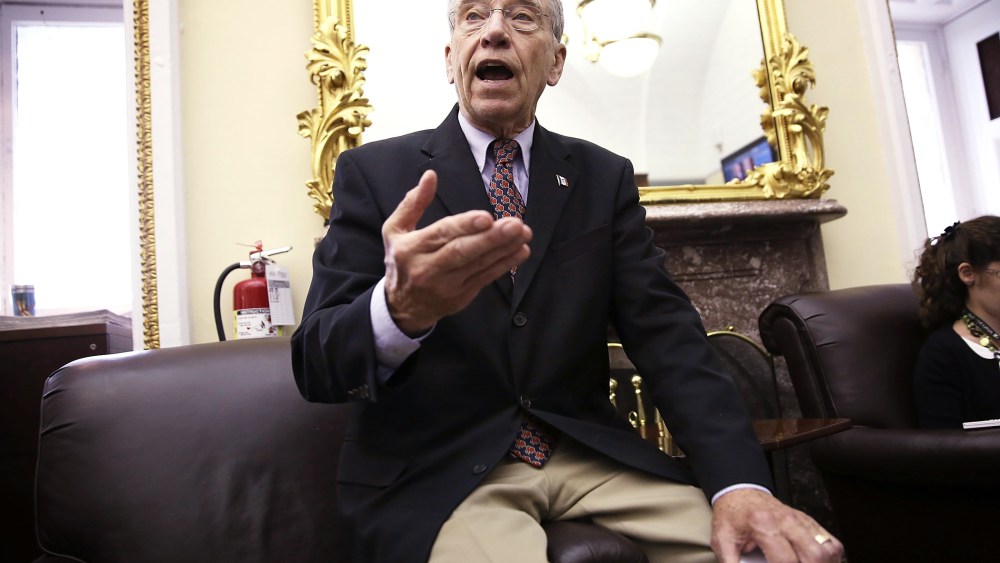 U.S. Sen. Chuck Grassley speaks to members of the press, June 27, 2013.