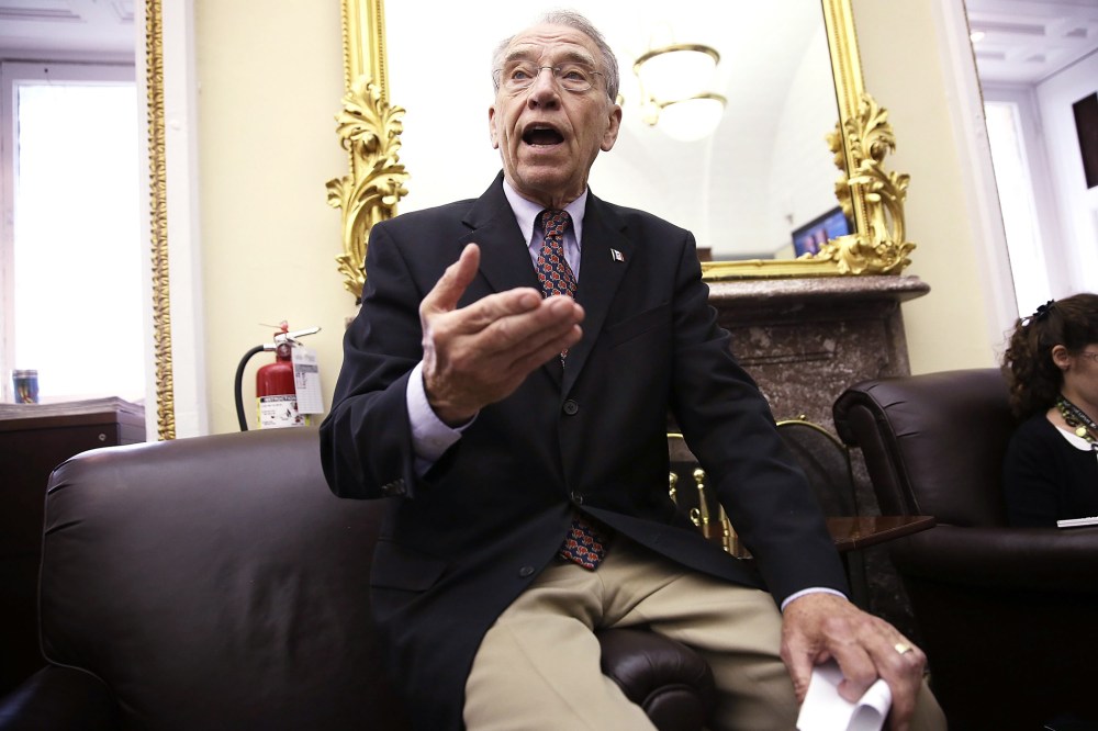 U.S. Sen. Chuck Grassley speaks to members of the press, June 27, 2013.