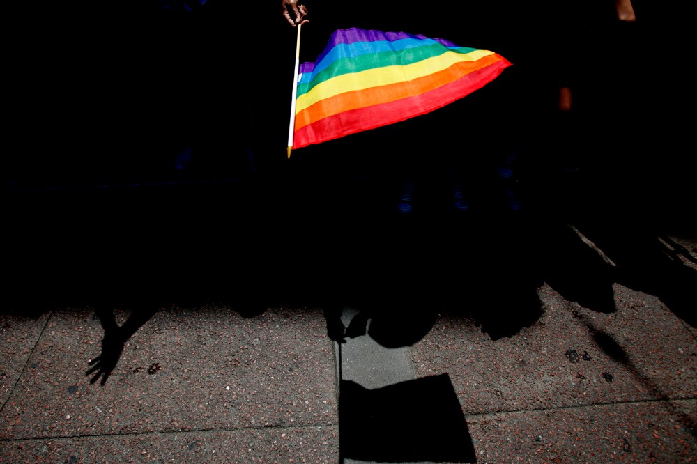A parade goer waves a flag during 43rd annual San Francisco LGBT Pride Celebration & Parade, June 30, 2013, in San Francisco, Calif.