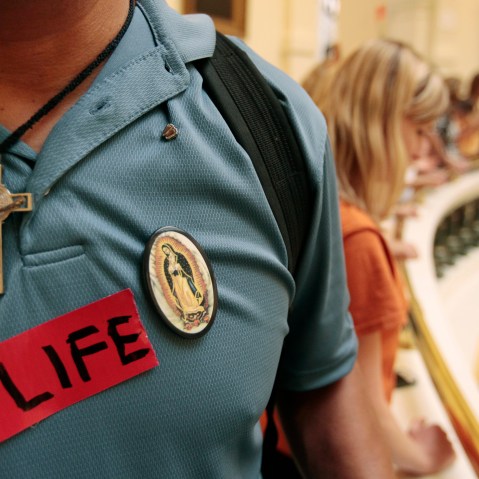 A pro-life supporter is pictured, July 1, 2013 in Austin, Texas.