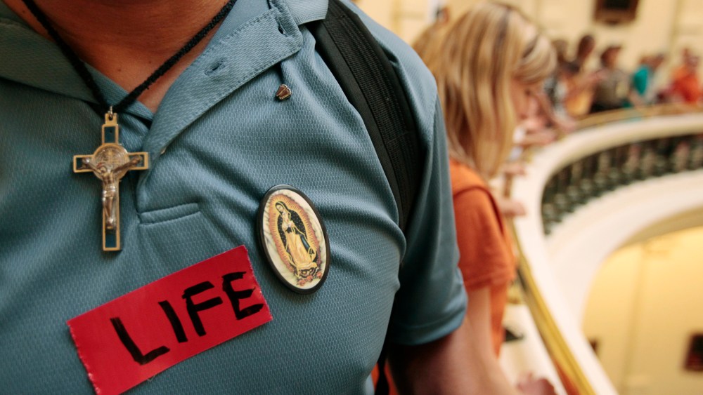 A pro-life supporter is pictured, July 1, 2013 in Austin, Texas.