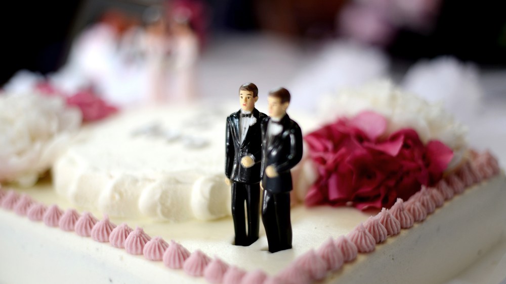 A wedding cake for same-sex couples.