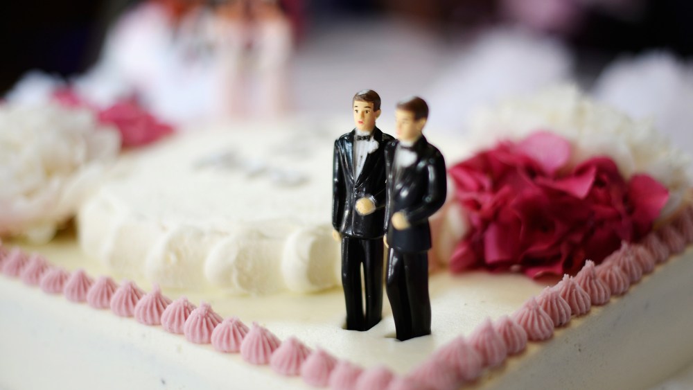 A wedding cake for same-sex couples at a celebration on July 1, 2013.