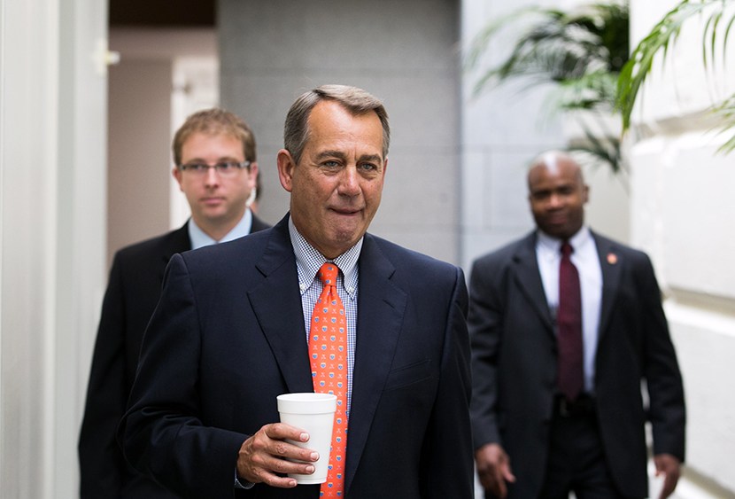 U.S. Speaker of the House John Boehner (R-OH) makes his way to a House GOP caucus meeting, on Capitol Hill, July 9, 2013 in Washington, DC.  (Photo by Drew Angerer/Getty Images)