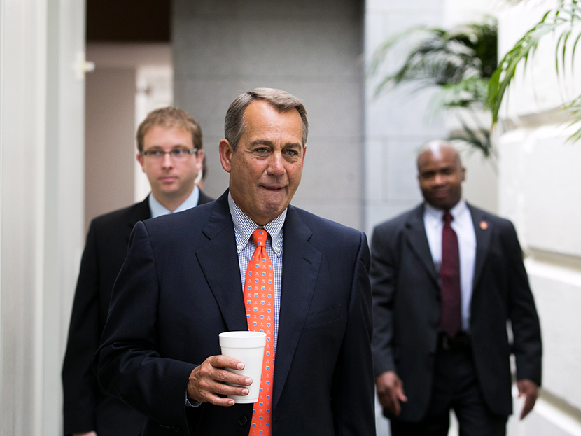 U.S. Speaker of the House John Boehner (R-OH) makes his way to a House GOP caucus meeting, on Capitol Hill, July 9, 2013 in Washington, DC. (Photo by Drew Angerer/Getty Images)