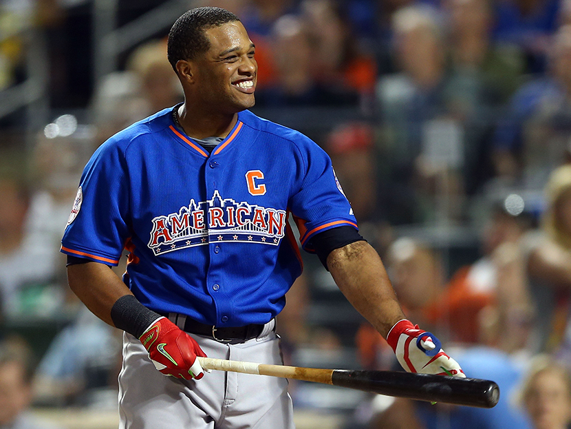 Robinson Cano of the New York Yankees reacts during the Chevrolet Home Run Derby on July 15, 2013 at Citi Field in the Flushing neighborhood of the Queens borough of New York City. (Photo by Elsa/Getty Images)