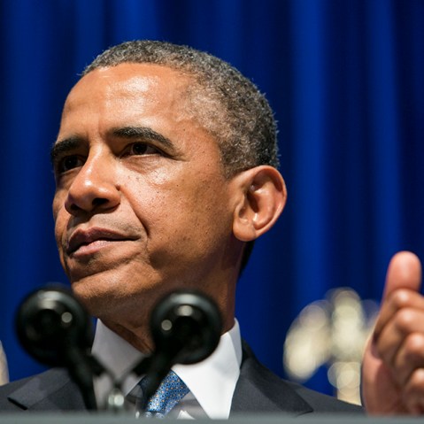 U.S. President Barack Obama delivers remarks at an Organizing for Action event at the Mandarin Oriental hotel July 22, 2013 in Washington, DC.  (Photo by Kristoffer Tripplaar/Pool/Getty Images)