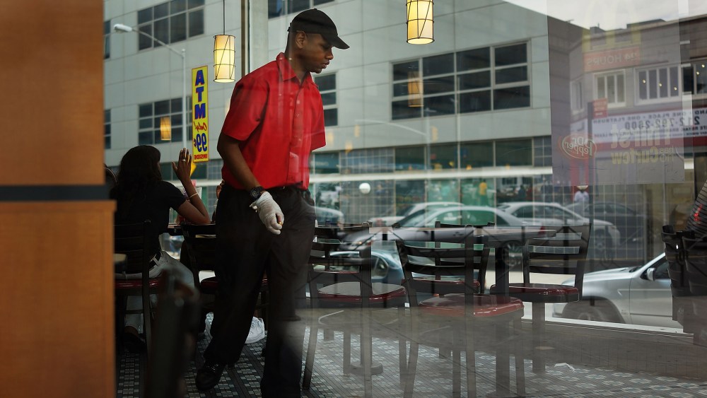 A man works inside a McDonald's restaurant on Aug. 23, 2013 in Brooklyn, NY.