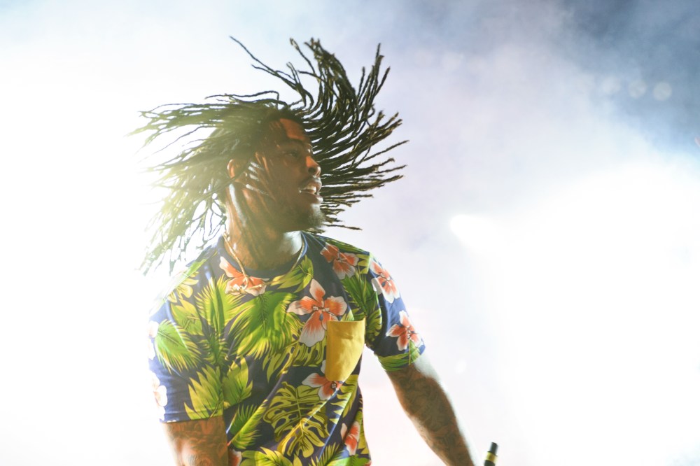 Waka Flocka Flame performs on stage on Day 3 of Reading Festival 2013 at Richfield Avenue on Aug. 25, 2013 in Reading, England. (Photo by Joseph Okpako/Redferns/Getty)