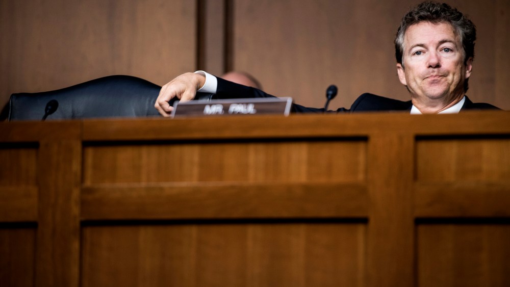 Senator Rand Paul (R-KY) listens during a hearing of the Senate Foreign Relations Committee