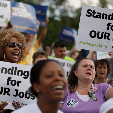 Image: Activists Rally To Support Wal-Mart Workers For Better Jobs And Wages