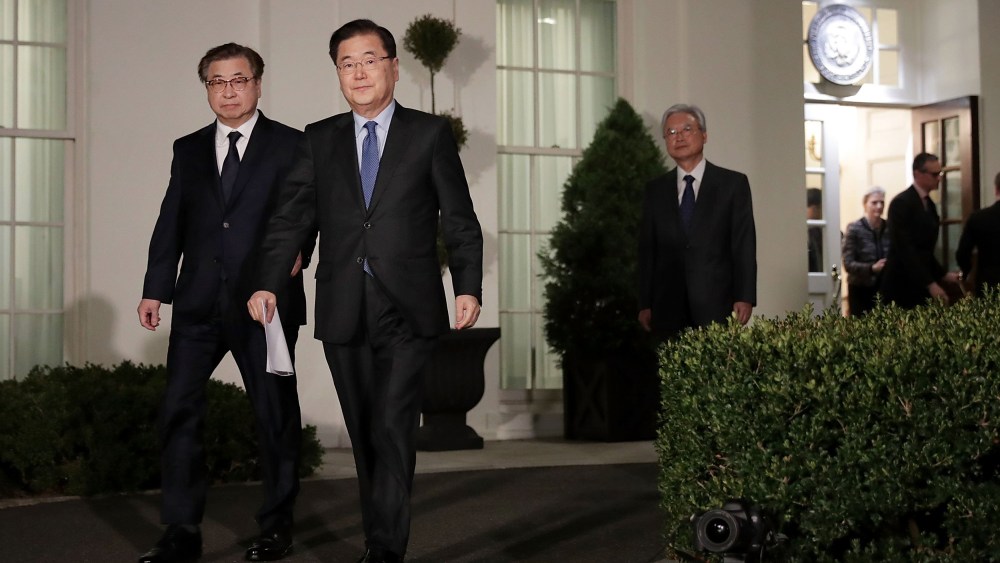 Image: South Korean National Security Advisor Makes Announcement At White House
