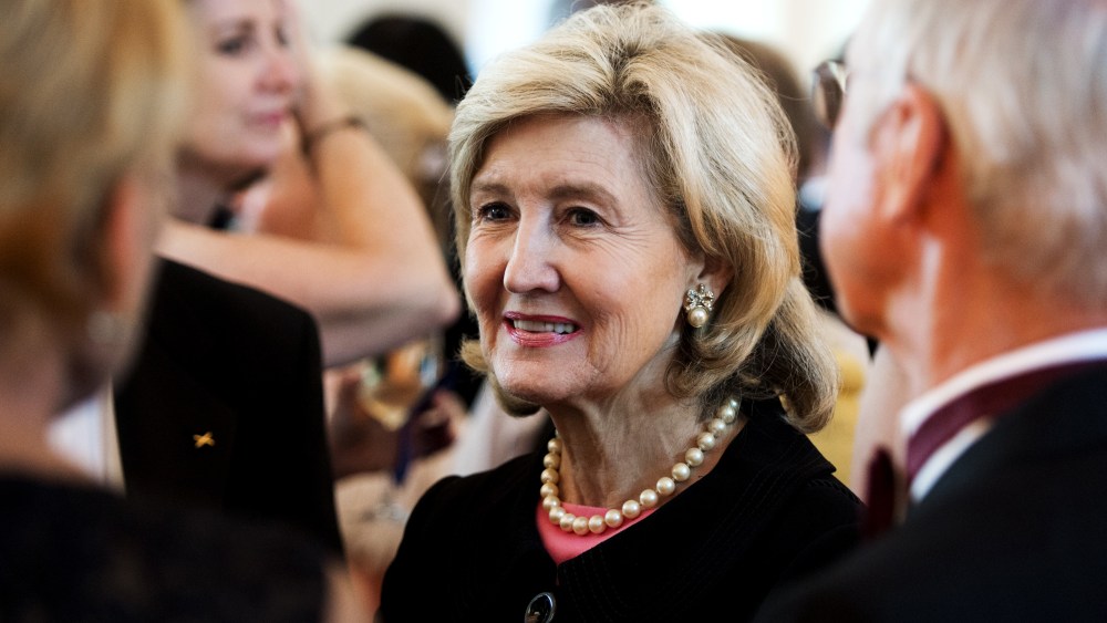 Former US Senator Kay Bailey Hutchison attends the Lone Sailor Awards Dinner at the National Building Museum in Washington, DC, September 18, 2013.
