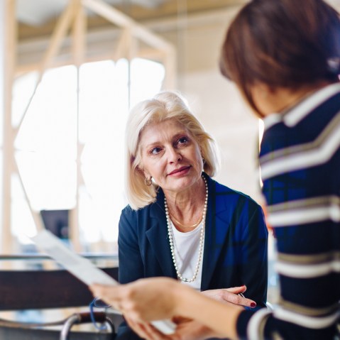 Two businesswomen in meeting