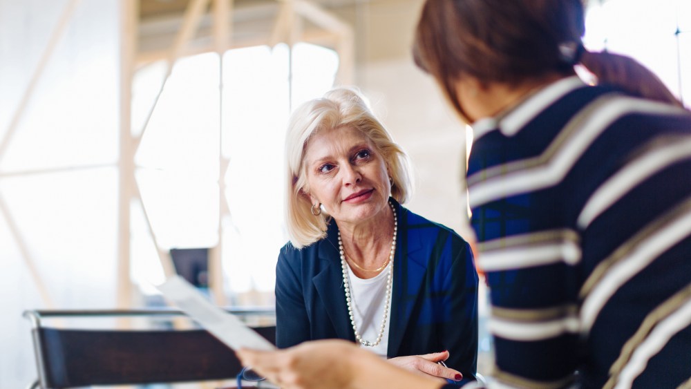 Two businesswomen in meeting