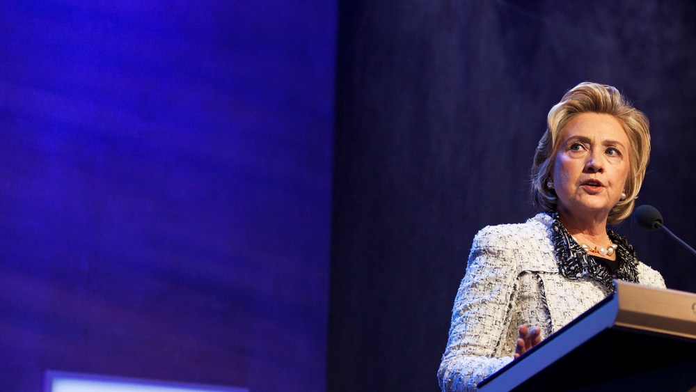 Former U.S. Secretary of State Hillary Clinton speaks during the annual Clinton Global Initiative (CGI) meeting on Sept. 25, 2013 in New York, N.Y. (Photo by Ramin Talaie/Getty)
