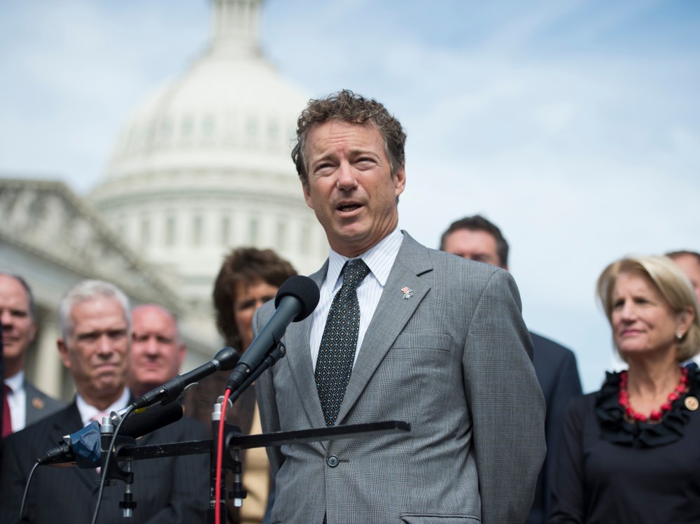 Sen. Rand Paul, R-Ky., speaks at the House Triangle during Coal Caucus' news conference.