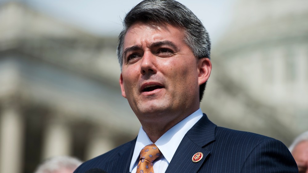 Rep. Cory Gardner speaks at the House Triangle during the Coal Caucus' news conference, Sept. 26, 2013.