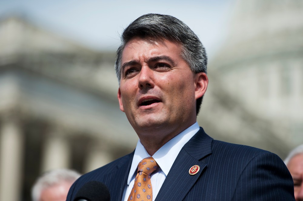 Rep. Cory Gardner speaks at the House Triangle during the Coal Caucus' news conference, Sept. 26, 2013.