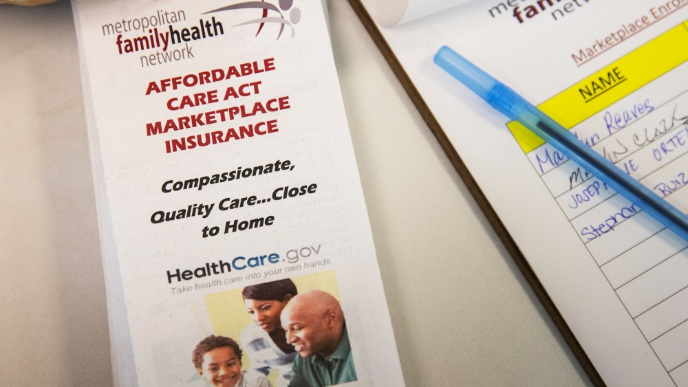A pamphlet for the Affordable Care Act, better known as ObamaCare, sits on a table at a branch of the Metopolitan Family Health network, on October 3, 2013 in Jersey City, New Jersey.