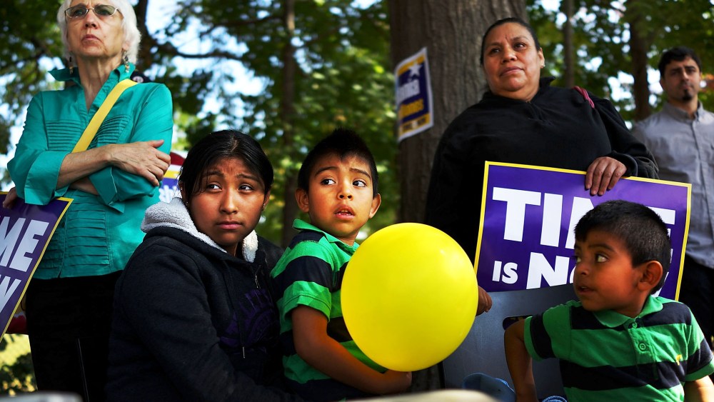 Advocates for immigration reform gather as part of the National Day for Dignity and Respect in New Haven, Connecticut, Oct. 5, 2013.