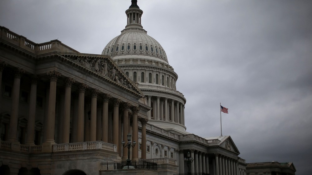 Clouds fill the sky in front of the U.S. Capitol on October 7, 2013 in Washington, DC.