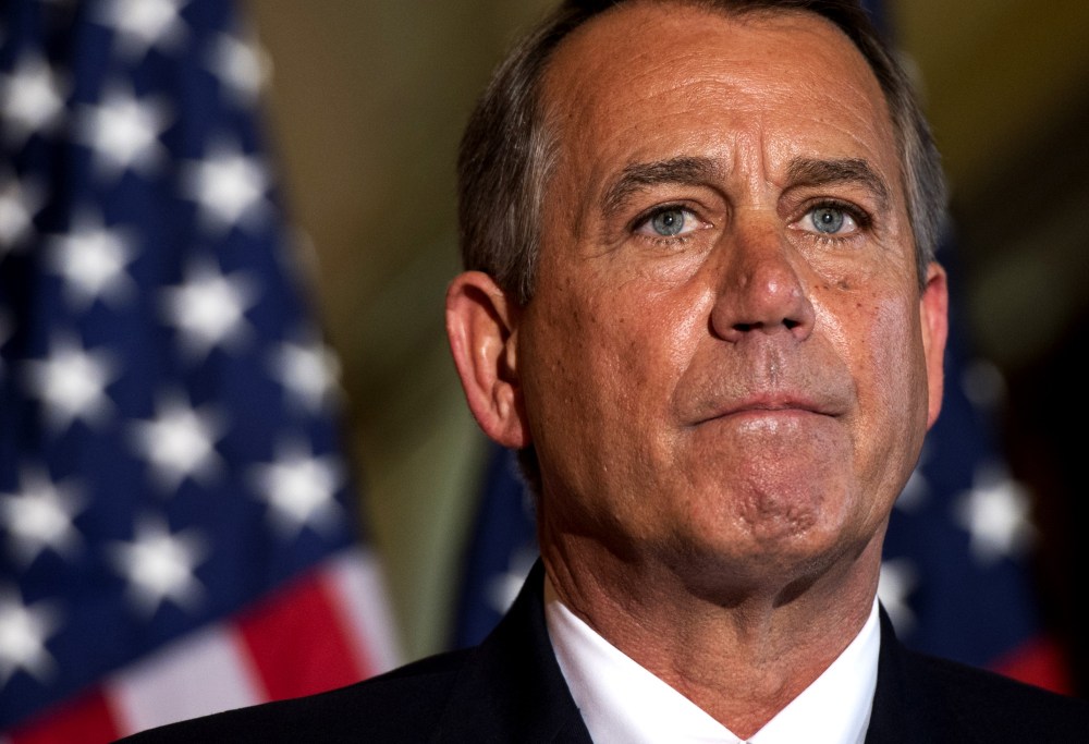US Speaker of the House John Boehner speaks at the US Capitol in Washington, DC on Oct. 8, 2013.