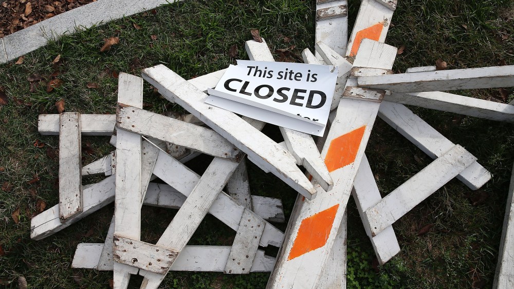 Barricades that were used to close the Martin Luther King Memorial during the government shutdown in Washington, Oct 17, 2013.
