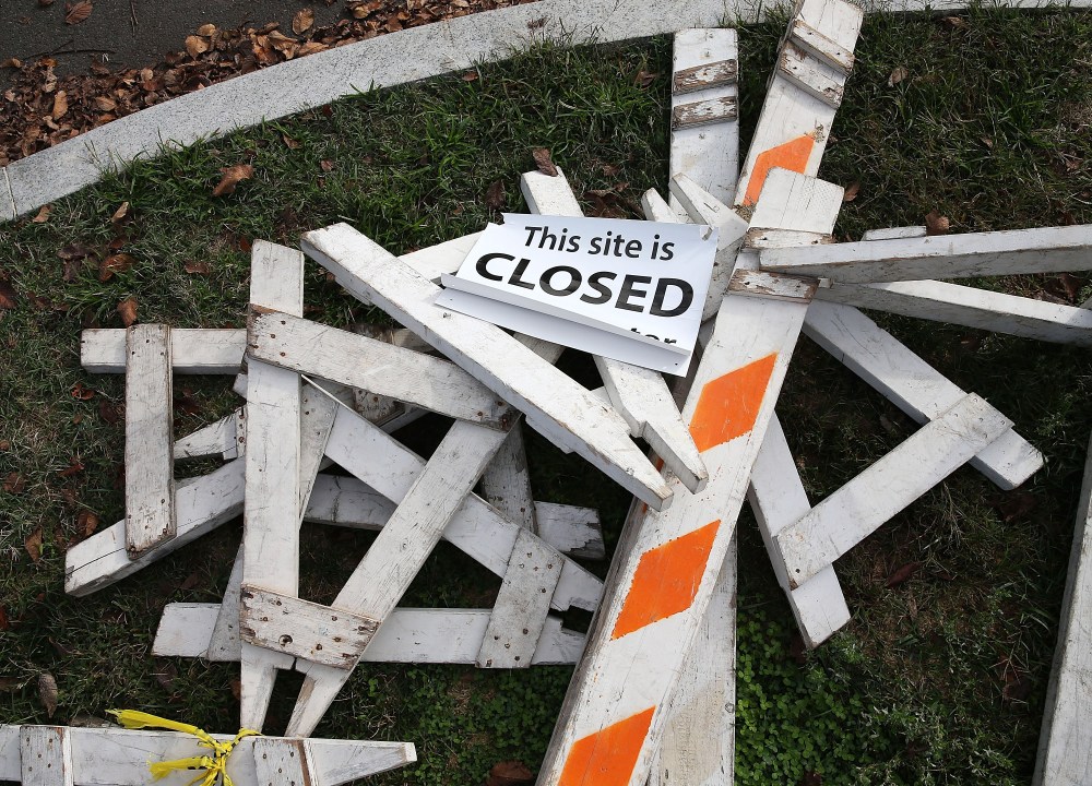 Barricades that were used to close the Martin Luther King Memorial during the government shutdown in Washington, Oct 17, 2013.