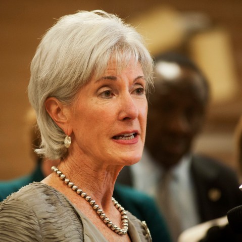 U.S. Health and Human Services Chief Kathleen Sebelius takes questions during a press conference about the Affordable Care Act, October 24, 2013 in Phoenix, Arizona.