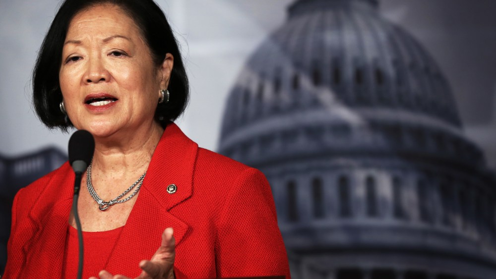 U.S. Sen. Mazie Hirono (D-HI) speaks during a news conference on debt ceiling increases, Oct. 29, 2013.