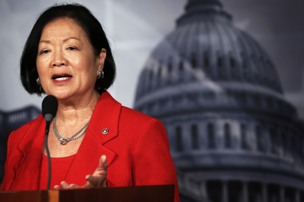 U.S. Sen. Mazie Hirono (D-HI) speaks during a news conference on debt ceiling increases, Oct. 29, 2013.
