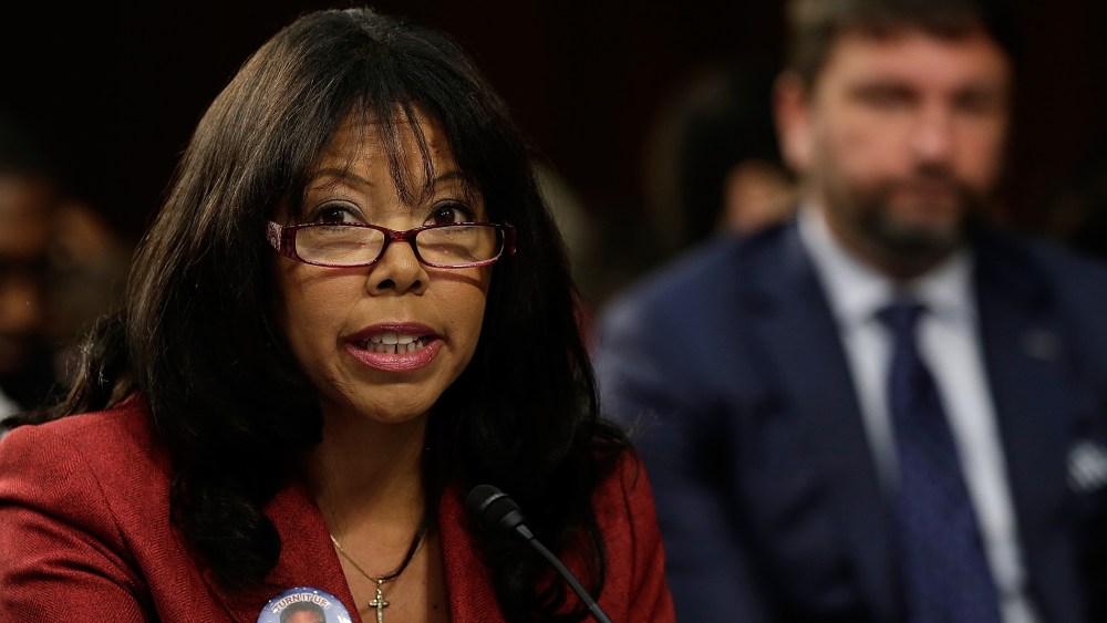 Lucia McBath of Atlanta, Ga., mother of Jordan Davis, testifies during a Senate Judiciary Committee hearing on "Stand Your Ground" laws October 29, 2013 in Washington, DC.