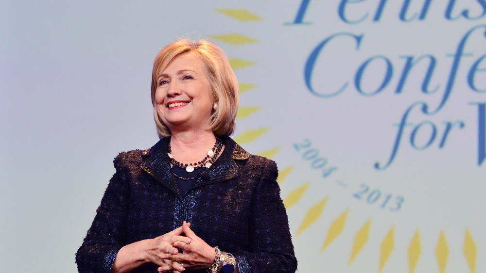 Former Secretary of State Hillary Rodham Clinton speaks on stage at the Pennsylvania Conference For Women 2013 at Philadelphia Convention Center on November 1, 2013 in Philadelphia, Pennsylvania.
