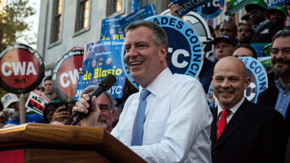 New York City Mayoral Frontrunner Bill De Blasio Campaign In Brooklyn