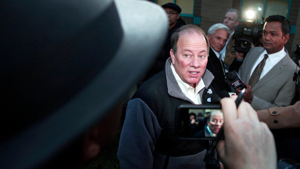 Detroit mayoral candidate Mike Duggan is interviewed after voting at Detroit's 12th Precinct, November 5, 2013 in Detroit, Michigan.