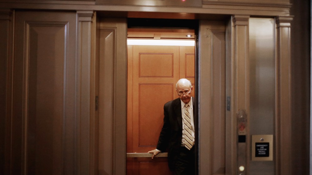 Sen. Pat Roberts (R-KS) takes an elevator at the U.S. Capitol on Nov. 5, 2013 in Washington, DC. (Chip Somodevilla/Getty)