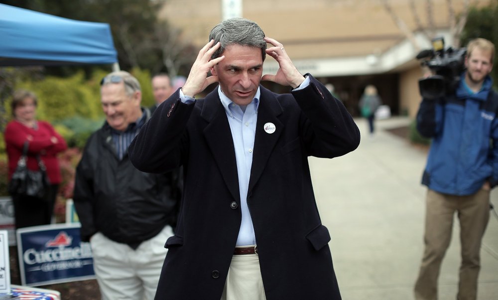 Virginia Attorney General Ken Cuccinelli at Atlee High School in Mechanicsville, Virginia on November 5, 2013.