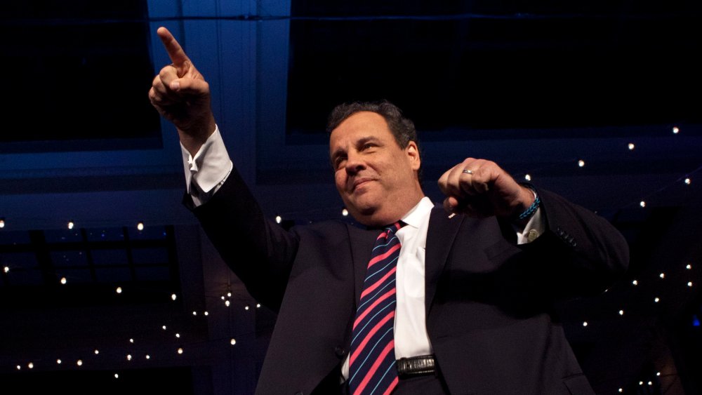 New Jersey Governor Chris Christie at the Asbury Park Convention Hall in Asbury Park, New Jersey on November 05, 2013.